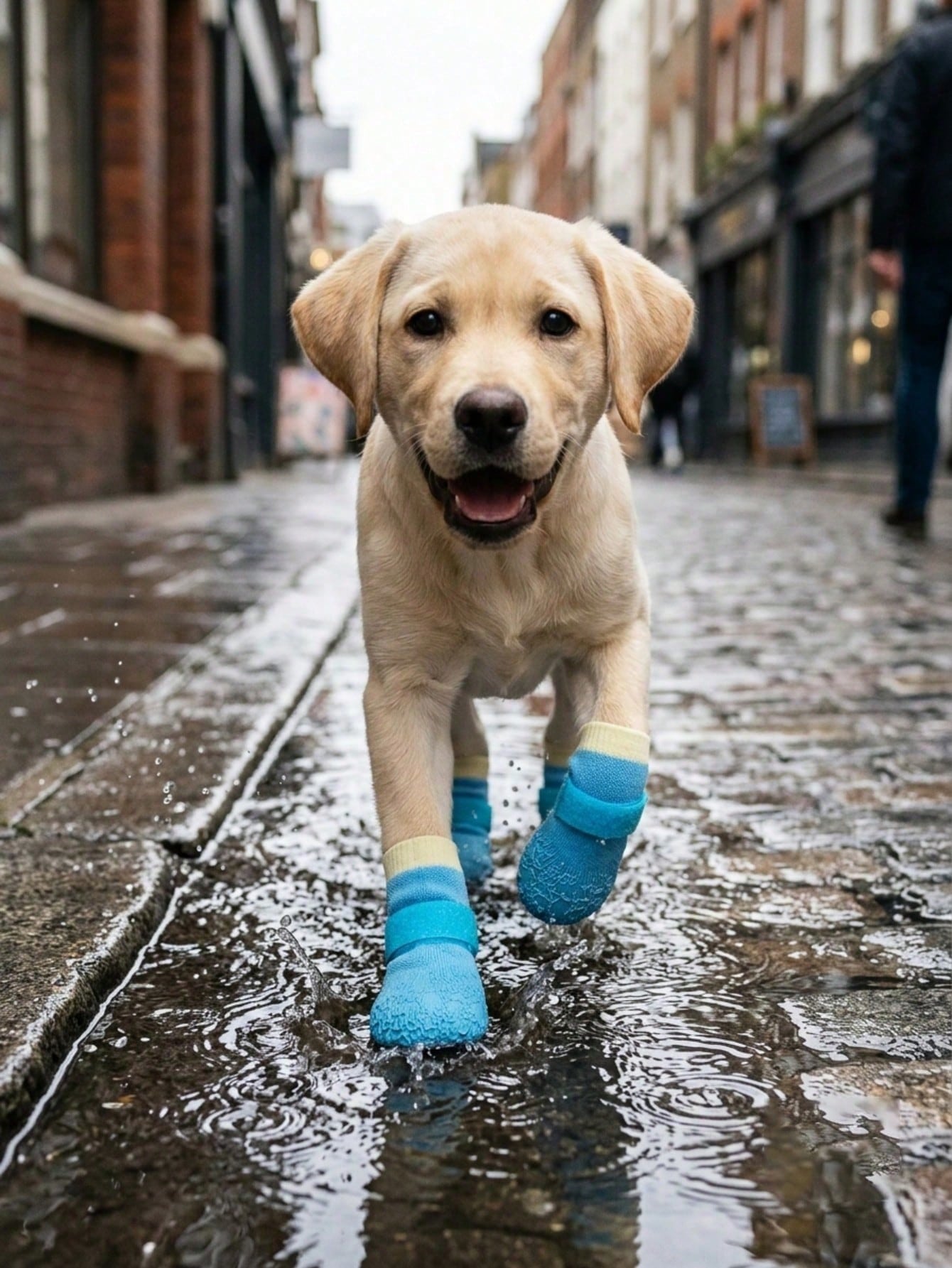 1 Pair Waterproof Anti-Slip Dog Boots- Winter Paw Protection, Small To Medium Dog Slip-On Pet Shoes- Suitable For Walking, Snow Use, Fits Teddy, Golden Retriever And All Dog Breeds (Easy To Put On A