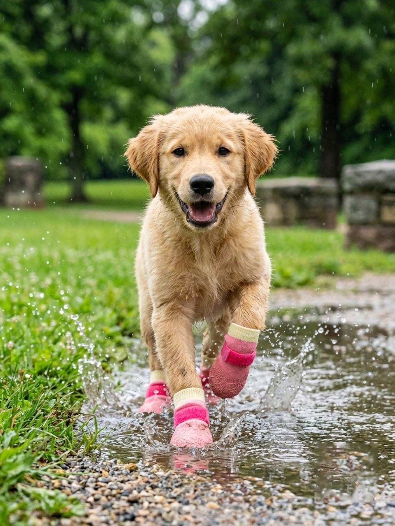 1 Pair Waterproof Anti-Slip Dog Boots- Winter Paw Protection, Small To Medium Dog Slip-On Pet Shoes- Suitable For Walking, Snow Use, Fits Teddy, Golden Retriever And All Dog Breeds (Easy To Put On A