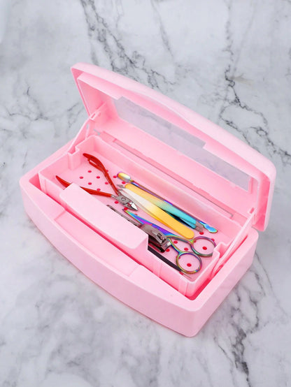 1 Pc Nail Sterilizer Tray Disinfection Box Sterilizing Clean Nail Art Salon Manicure Implement Sanitize Tool Equipment Cleaner Tools