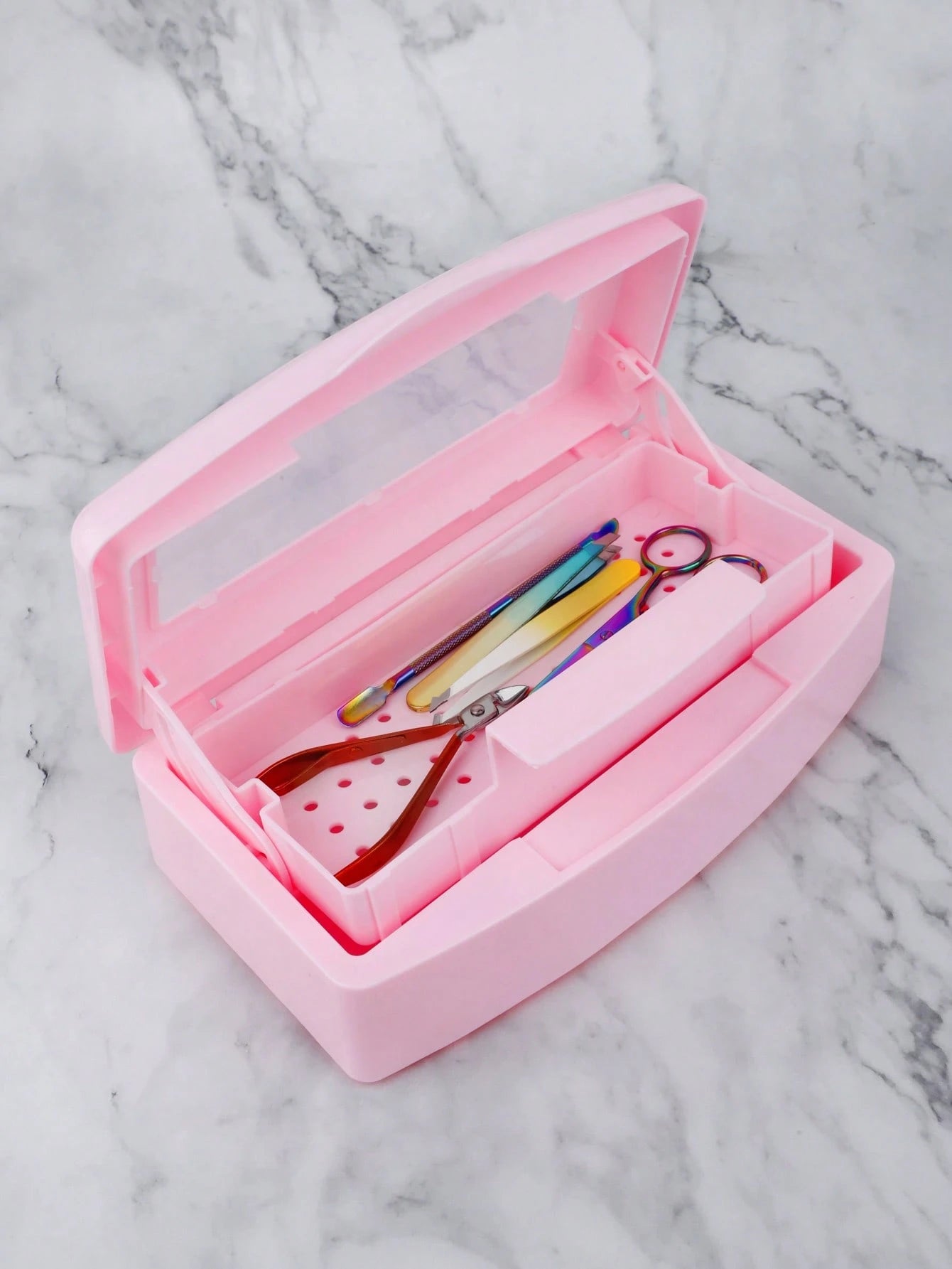 1 Pc Nail Sterilizer Tray Disinfection Box Sterilizing Clean Nail Art Salon Manicure Implement Sanitize Tool Equipment Cleaner Tools