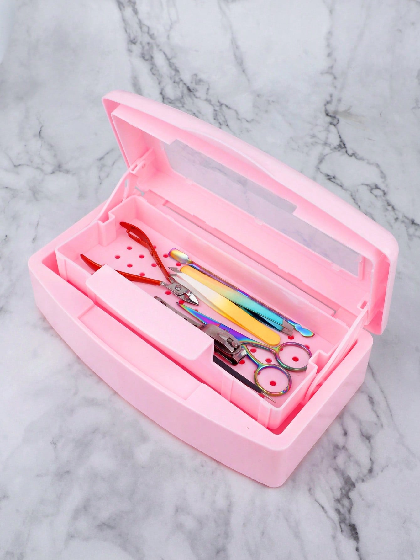 1 Pc Nail Sterilizer Tray Disinfection Box Sterilizing Clean Nail Art Salon Manicure Implement Sanitize Tool Equipment Cleaner Tools