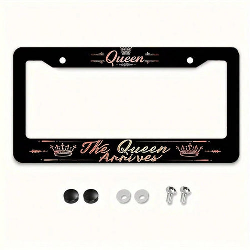 1 Pcs Queen Theme Aluminum License Plate Frame, Featuring The Designs "Queen Is Coming/Arriving Soon" And "Queen" 6.3x 12.2inch, Waterproof And Rustproof, Durable, Car Acessesories, Car Stuff, Car Ace