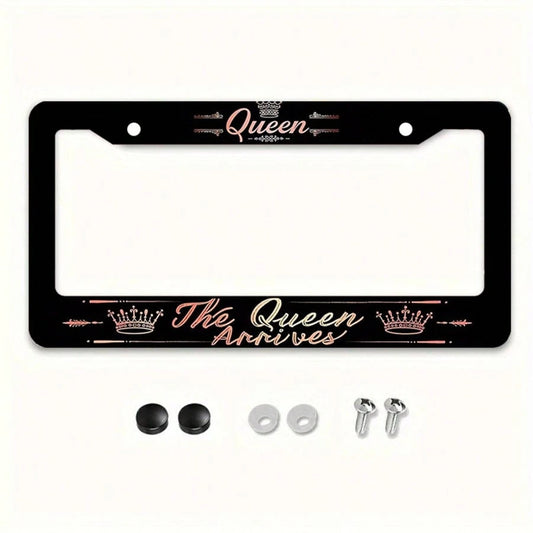 1 Pcs Queen Theme Aluminum License Plate Frame, Featuring The Designs "Queen Is Coming/Arriving Soon" And "Queen" 6.3x 12.2inch, Waterproof And Rustproof, Durable, Car Acessesories, Car Stuff, Car Ace