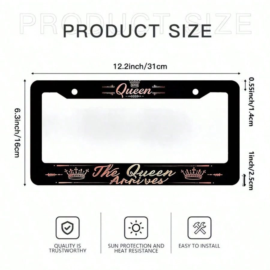 1 Pcs Queen Theme Aluminum License Plate Frame, Featuring The Designs "Queen Is Coming/Arriving Soon" And "Queen" 6.3x 12.2inch, Waterproof And Rustproof, Durable, Car Acessesories, Car Stuff, Car Ace
