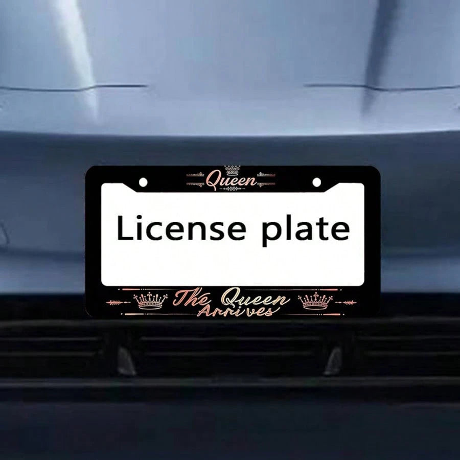 1 Pcs Queen Theme Aluminum License Plate Frame, Featuring The Designs "Queen Is Coming/Arriving Soon" And "Queen" 6.3x 12.2inch, Waterproof And Rustproof, Durable, Car Acessesories, Car Stuff, Car Ace