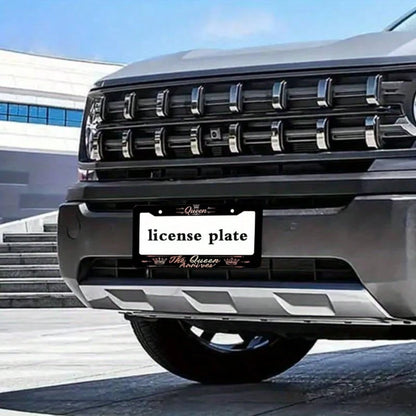 1 Pcs Queen Theme Aluminum License Plate Frame, Featuring The Designs "Queen Is Coming/Arriving Soon" And "Queen" 6.3x 12.2inch, Waterproof And Rustproof, Durable, Car Acessesories, Car Stuff, Car Ace