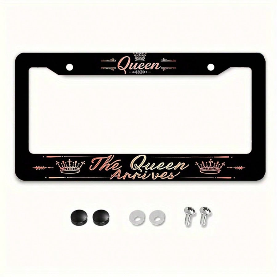 1 Pcs Queen Theme Aluminum License Plate Frame, Featuring The Designs "Queen Is Coming/Arriving Soon" And "Queen" 6.3x 12.2inch, Waterproof And Rustproof, Durable, Car Acessesories, Car Stuff, Car Ace
