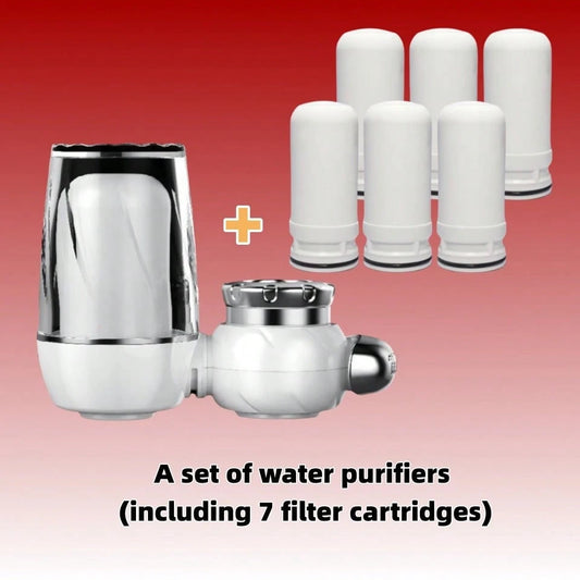 1 Piece Faucet Water Filter With Ceramic Filter Cartridge, Reusable And Washable, 7-Stage Activated Carbon Filter, Physical Filtration To Remove Impurities And Purify Tap Water, Faucet Mounted Water F