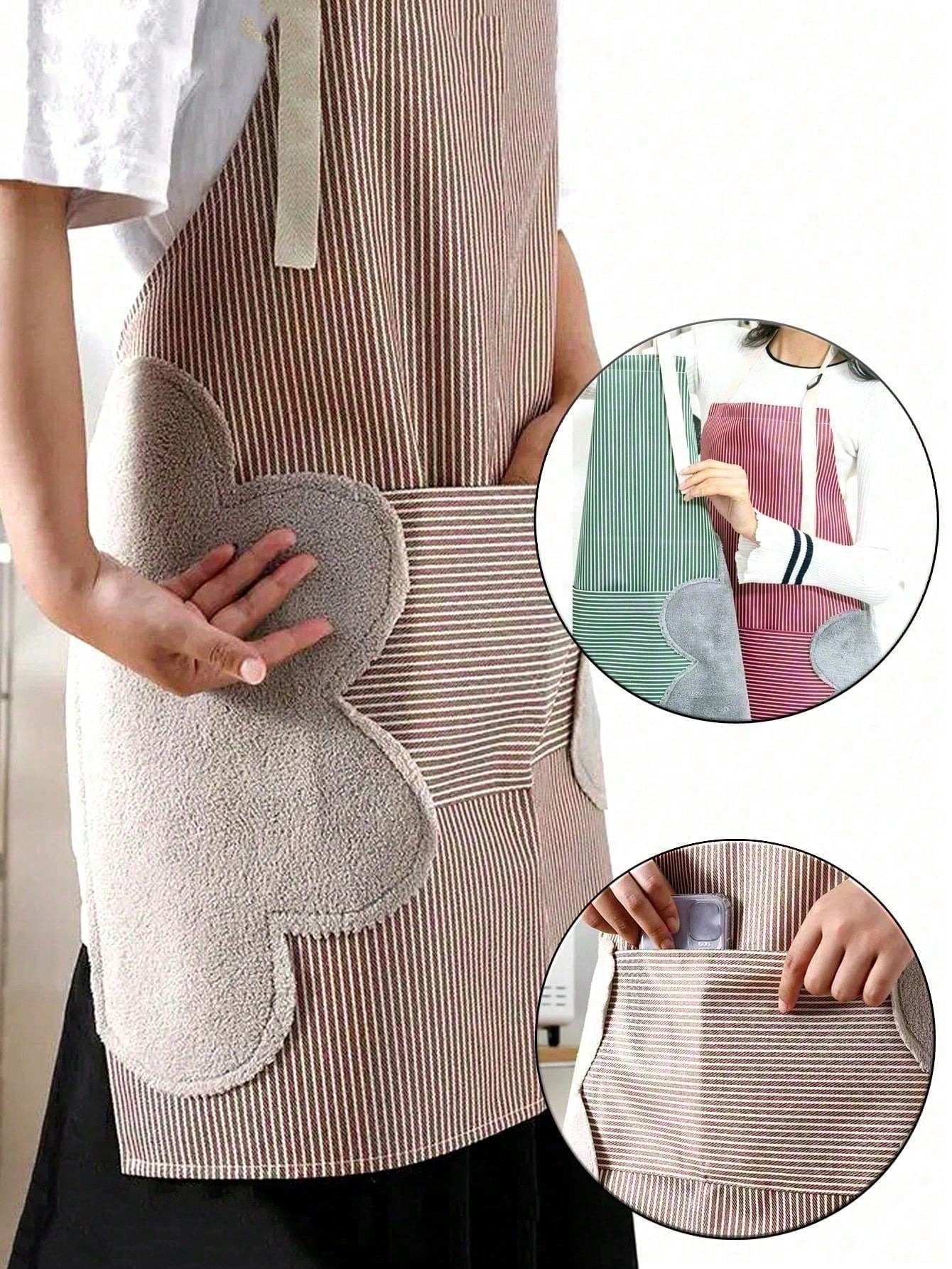 1-Piece Household Kitchen Apron, Water And Oil Resistant, New Cover Design, Work Clothes, Suitable For Male And Female Kitchen Workers Engaged In Cooking, Convenient For Hand Wiping.