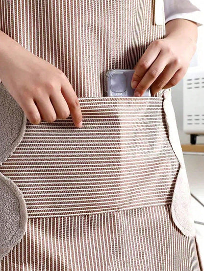 1-Piece Household Kitchen Apron, Water And Oil Resistant, New Cover Design, Work Clothes, Suitable For Male And Female Kitchen Workers Engaged In Cooking, Convenient For Hand Wiping.