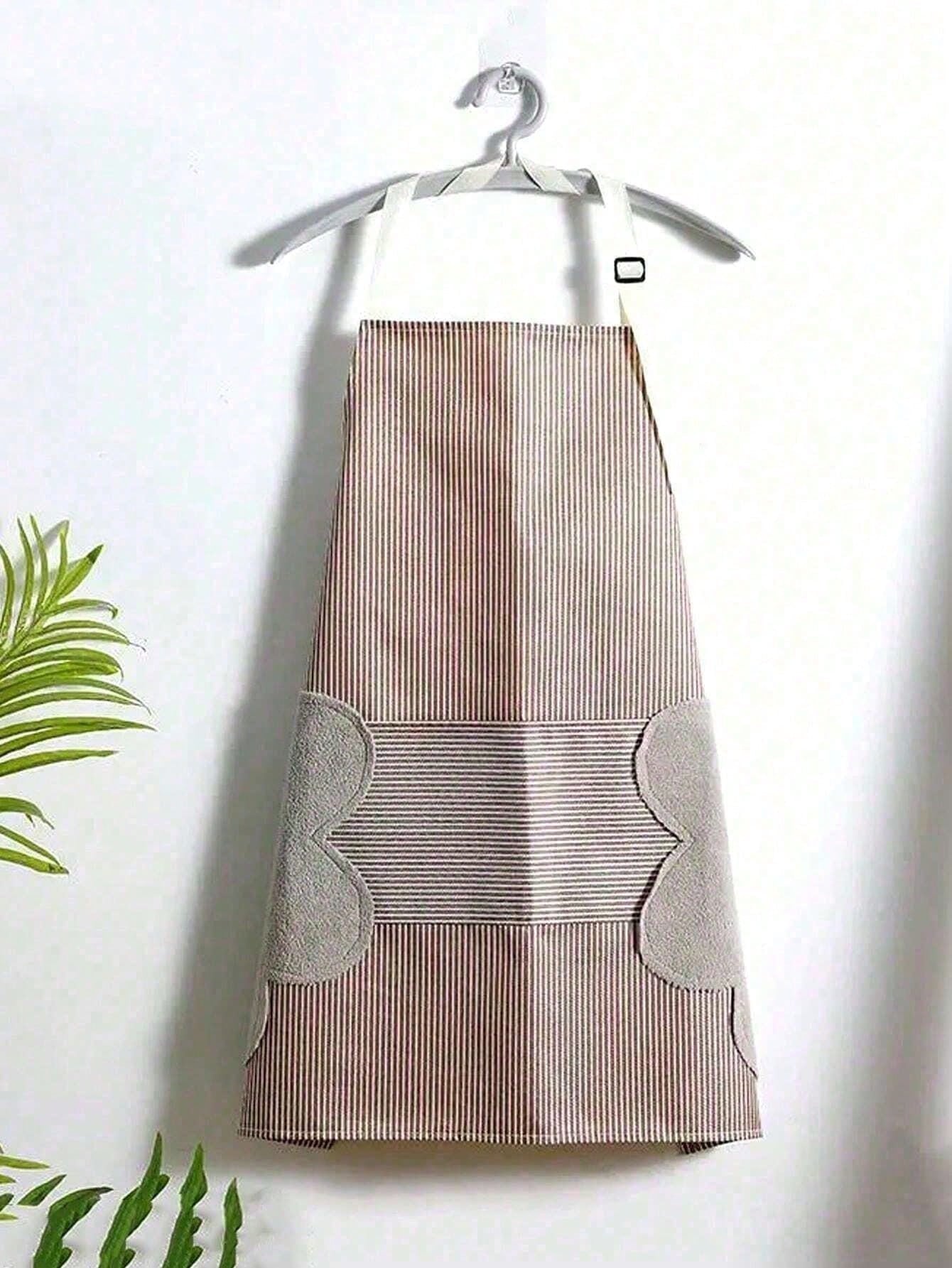 1-Piece Household Kitchen Apron, Water And Oil Resistant, New Cover Design, Work Clothes, Suitable For Male And Female Kitchen Workers Engaged In Cooking, Convenient For Hand Wiping.