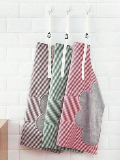 1-Piece Household Kitchen Apron, Water And Oil Resistant, New Cover Design, Work Clothes, Suitable For Male And Female Kitchen Workers Engaged In Cooking, Convenient For Hand Wiping.