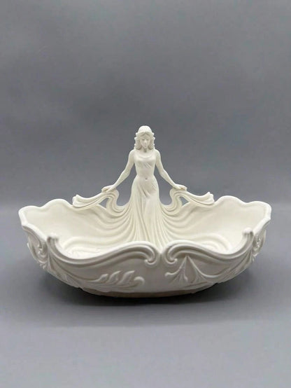 1 Piece Of Decorative Jewelry Stand With Crystal Shape, Large Capacity Design, White Resin Handmade, European Romantic Vintage Style, White Glaze + Flower Pattern, Tabletop Decor For Jewelry, Earrings