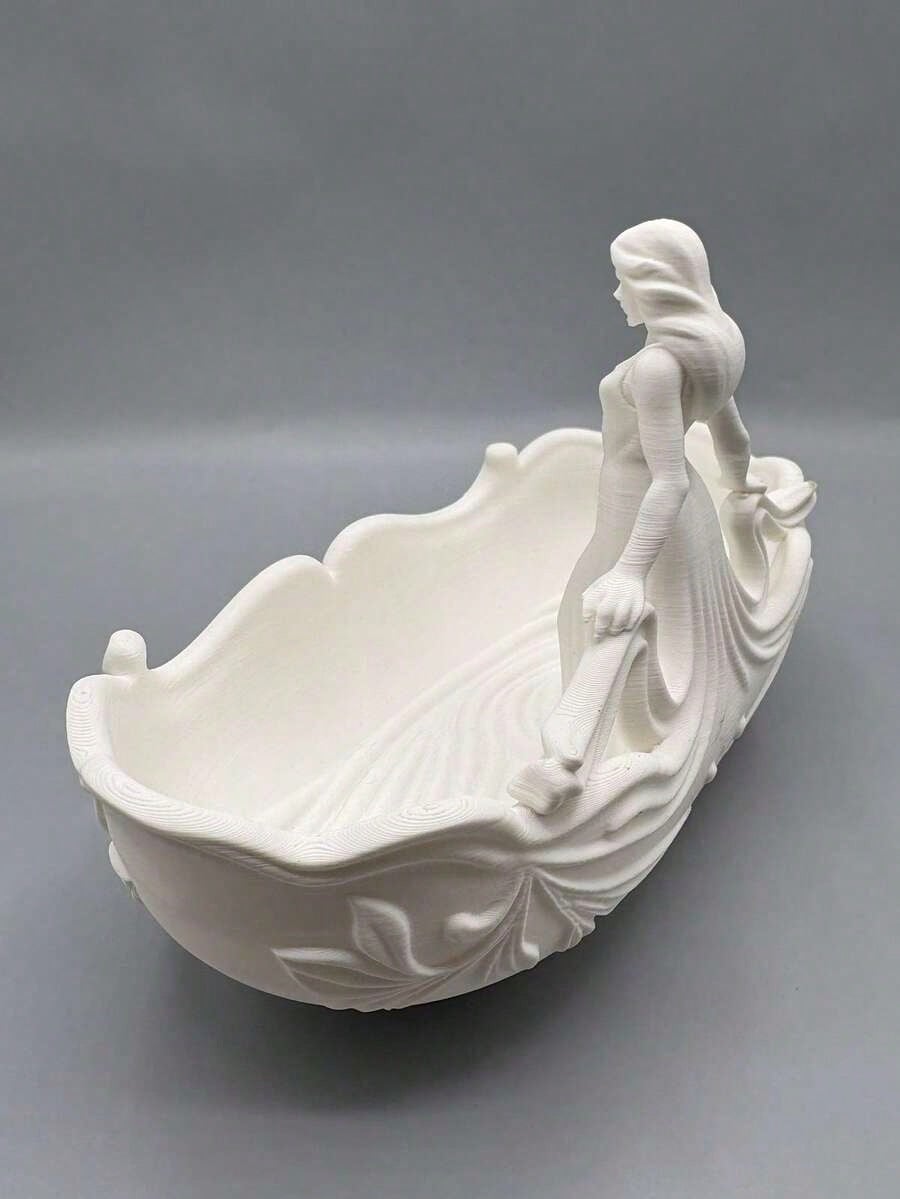 1 Piece Of Decorative Jewelry Stand With Crystal Shape, Large Capacity Design, White Resin Handmade, European Romantic Vintage Style, White Glaze + Flower Pattern, Tabletop Decor For Jewelry, Earrings