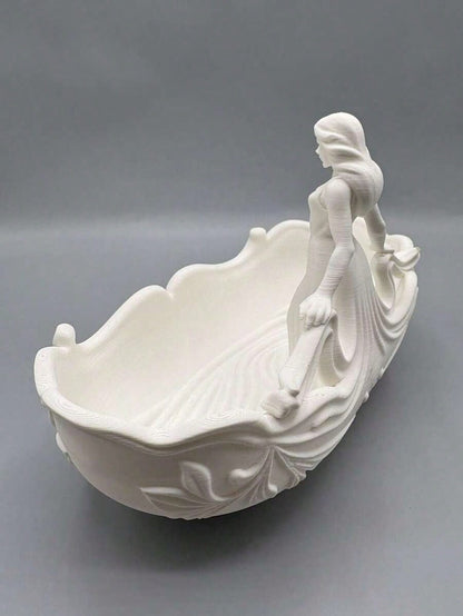 1 Piece Of Decorative Jewelry Stand With Crystal Shape, Large Capacity Design, White Resin Handmade, European Romantic Vintage Style, White Glaze + Flower Pattern, Tabletop Decor For Jewelry, Earrings