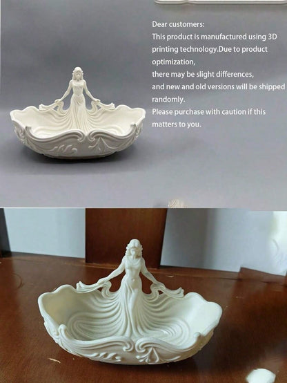 1 Piece Of Decorative Jewelry Stand With Crystal Shape, Large Capacity Design, White Resin Handmade, European Romantic Vintage Style, White Glaze + Flower Pattern, Tabletop Decor For Jewelry, Earrings
