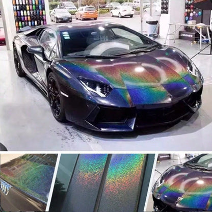 1 Roll Laser Black & Laser White Car Color Change Film, PET Material, UV Resistant, Non-Fading For Outdoor Parking, High Stretchability, For Original Car Paint