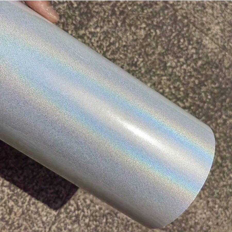 1 Roll Laser Black & Laser White Car Color Change Film, PET Material, UV Resistant, Non-Fading For Outdoor Parking, High Stretchability, For Original Car Paint