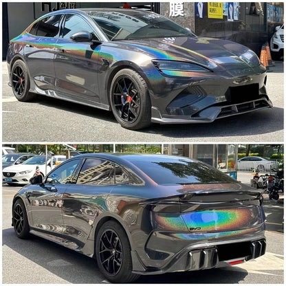 1 Roll Laser Black & Laser White Car Color Change Film, PET Material, UV Resistant, Non-Fading For Outdoor Parking, High Stretchability, For Original Car Paint