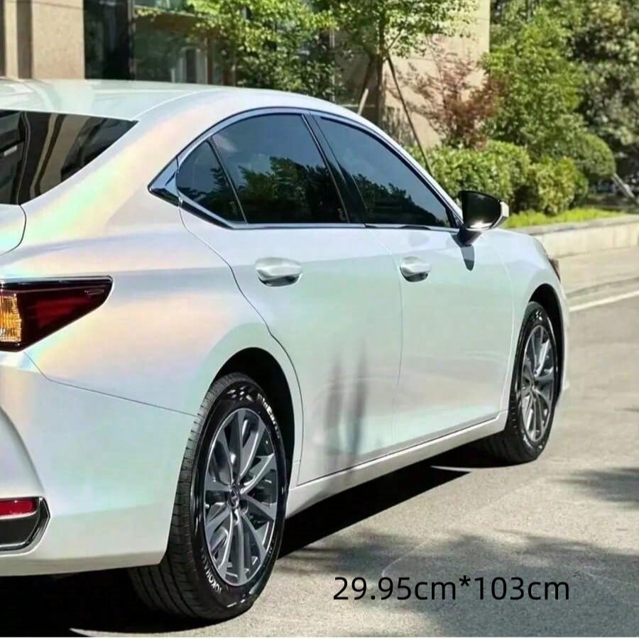 1 Roll Laser Black & Laser White Car Color Change Film, PET Material, UV Resistant, Non-Fading For Outdoor Parking, High Stretchability, For Original Car Paint
