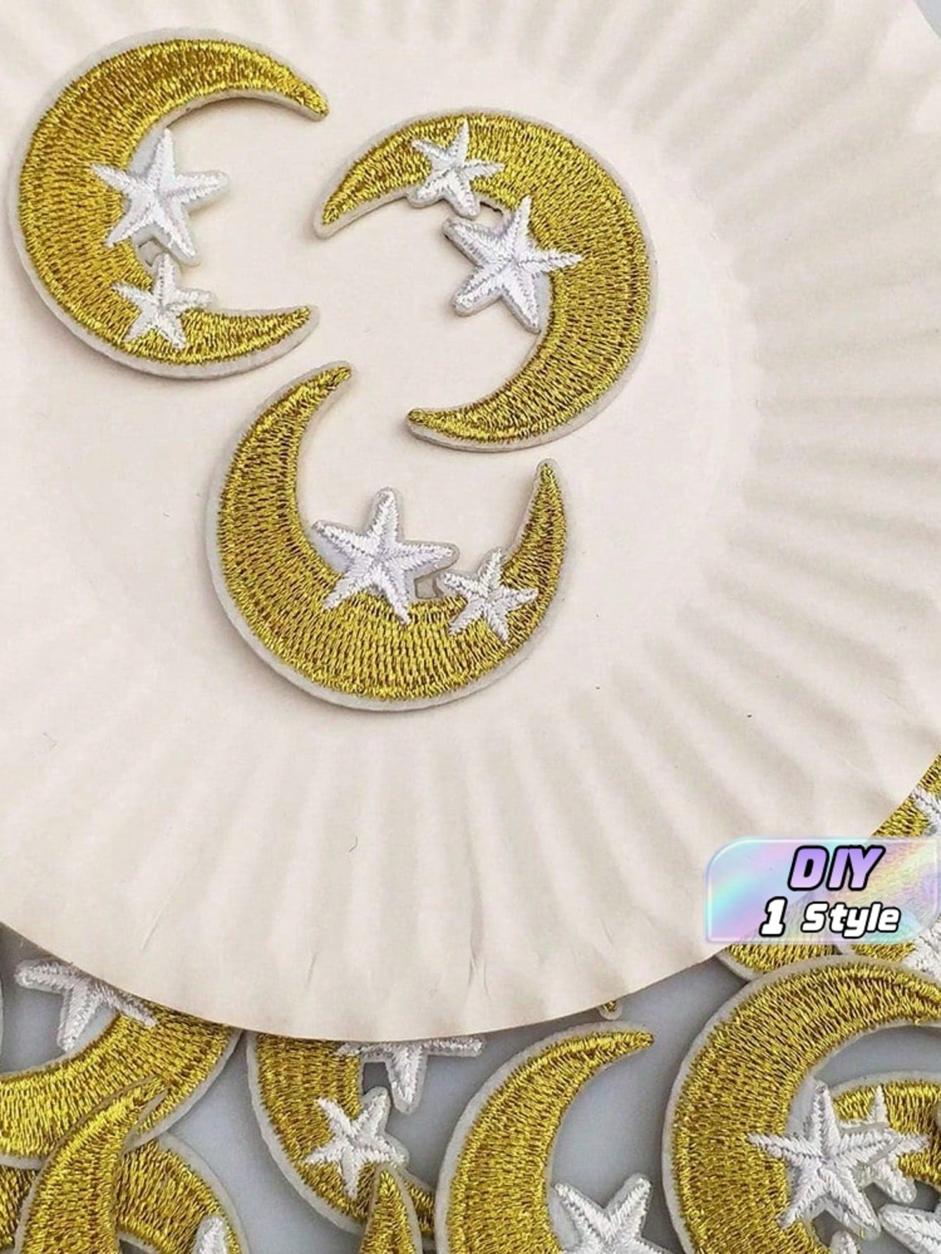 1 Set/10Pcs Moon Star Embroidered Applique Patches Iron-On/Sew-On DIY Decorative Stickers For Clothes Bags Hats Jackets Boho Retro Craft