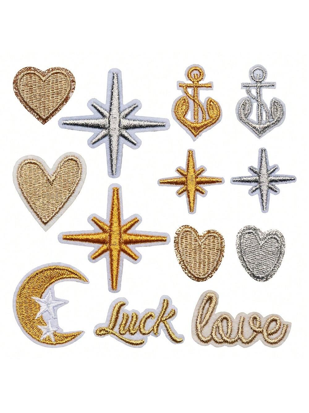 1 Set/10Pcs Moon Star Embroidered Applique Patches Iron-On/Sew-On DIY Decorative Stickers For Clothes Bags Hats Jackets Boho Retro Craft