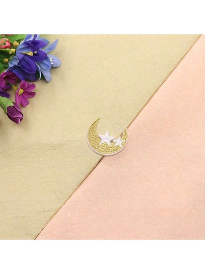 1 Set/10Pcs Moon Star Embroidered Applique Patches Iron-On/Sew-On DIY Decorative Stickers For Clothes Bags Hats Jackets Boho Retro Craft