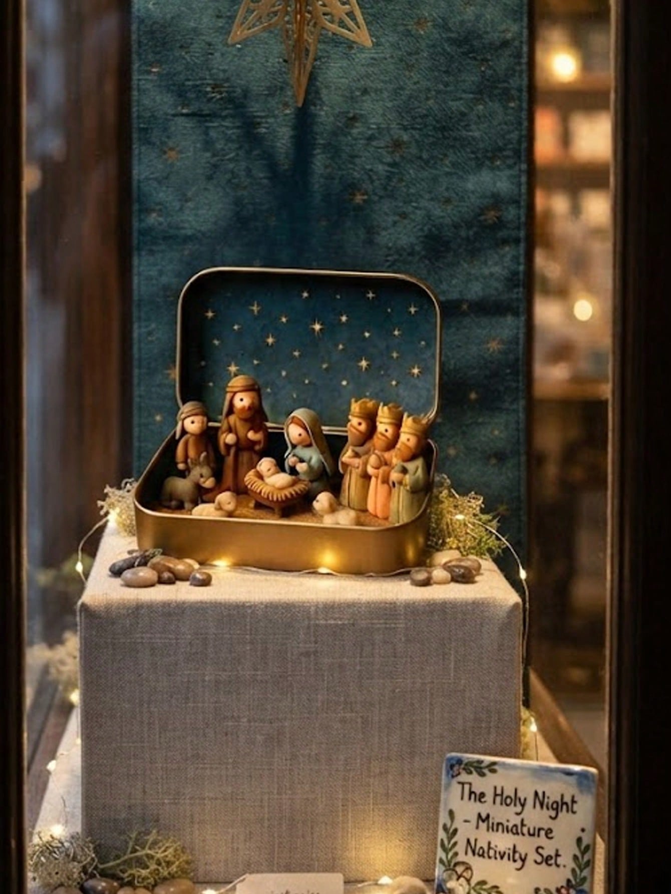 1 Set/1pc - Christmas Nativity Scene Set In Tin Box, Christmas Nativity Scene Set, Jesus Statue, Suitable For Holy Family, Statue Tin Box Set, Handmade Small Nativity Scene Set, Holiday Decoration, Gi