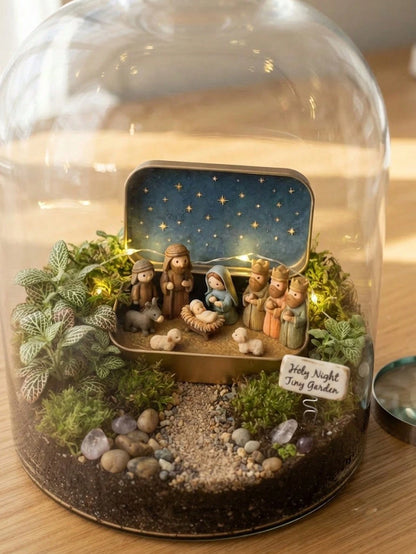 1 Set/1pc - Christmas Nativity Scene Set In Tin Box, Christmas Nativity Scene Set, Jesus Statue, Suitable For Holy Family, Statue Tin Box Set, Handmade Small Nativity Scene Set, Holiday Decoration, Gi