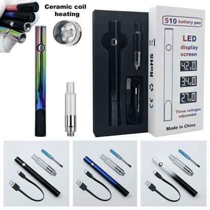 1 Set 510 Threaded Battery Pen, Short Circuit Detection Atomizer, With Digital Screen Display, Adjustable Voltage, USB-C Charging, A DIY Maintenance Tool Suitable For Rosin Dispensing Short Circuit De