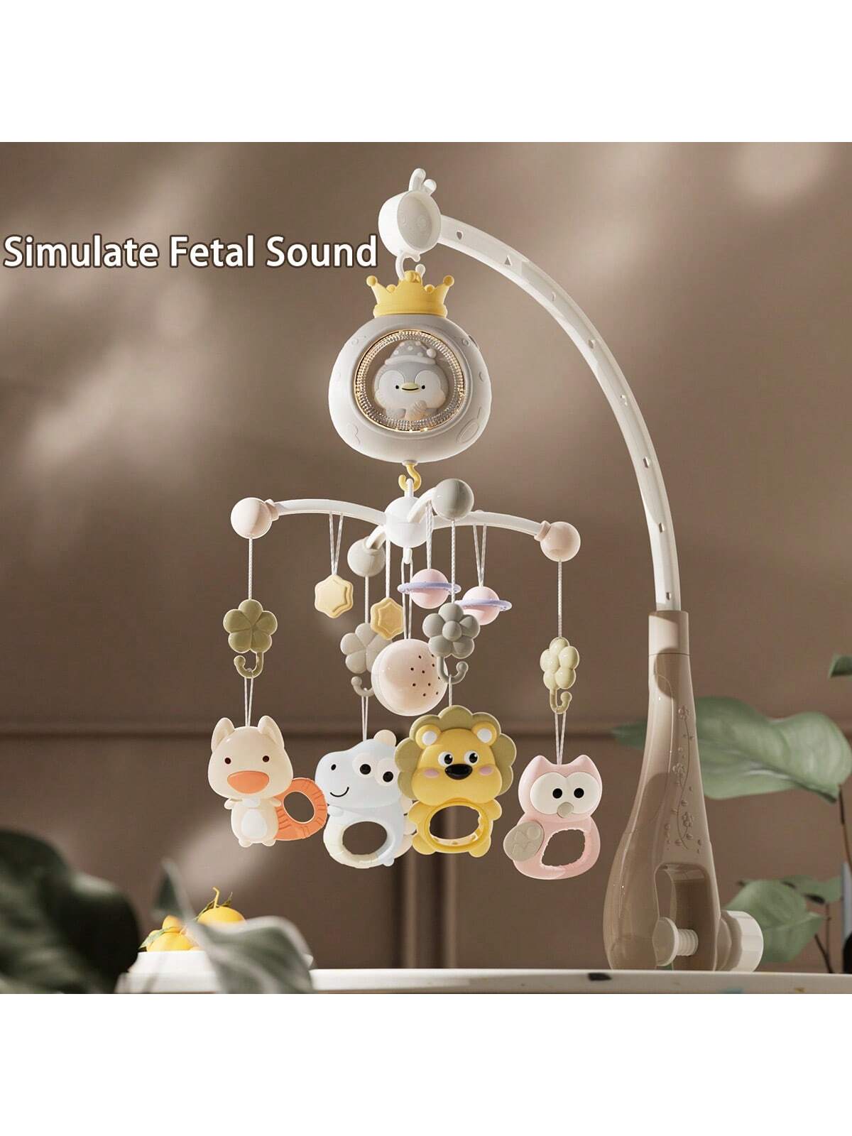 1 Set Cartoon Crib Mobile, Automatic Rotation With Light & Music, Cartoon Penguin Electric Rotating Musical Crib Mobile, Suitable For Daily Use, Some Accessories Randomly Shipped, Christmas Gift
