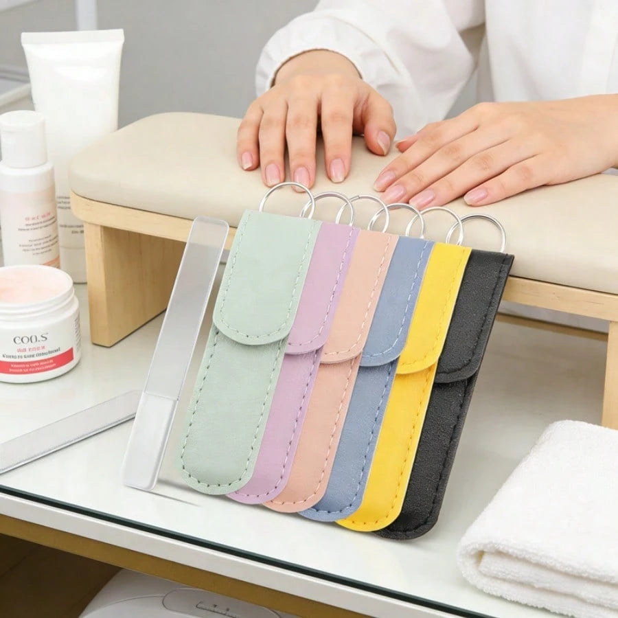 1 Set Double-Sided Glass Nail File & Storage Bag, Reusable Crystal Carving & Buffing Stick, Dead Skin Remover & Polishing Strips, Washable Nail Surface Repair Pen, Nail Shaping & Glossing File