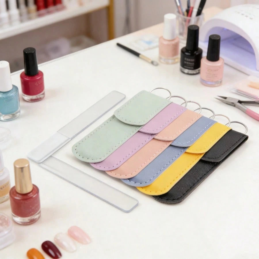 1 Set Double-Sided Glass Nail File & Storage Bag, Reusable Crystal Carving & Buffing Stick, Dead Skin Remover & Polishing Strips, Washable Nail Surface Repair Pen, Nail Shaping & Glossing File
