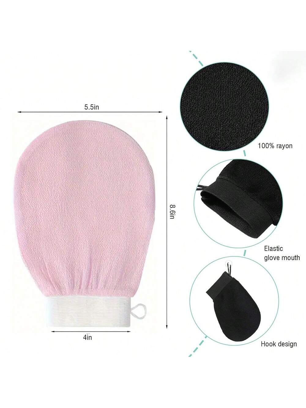 1 Set Korean Exfoliating Gloves- Effectively Removes Dead Skin, Suitable For Spray Tanning Or Keratosis Pilaris, Made Of 100% Viscose Fiber