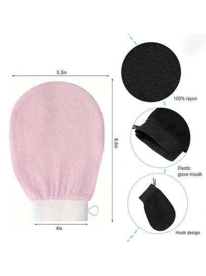 1 Set Korean Exfoliating Gloves- Effectively Removes Dead Skin, Suitable For Spray Tanning Or Keratosis Pilaris, Made Of 100% Viscose Fiber