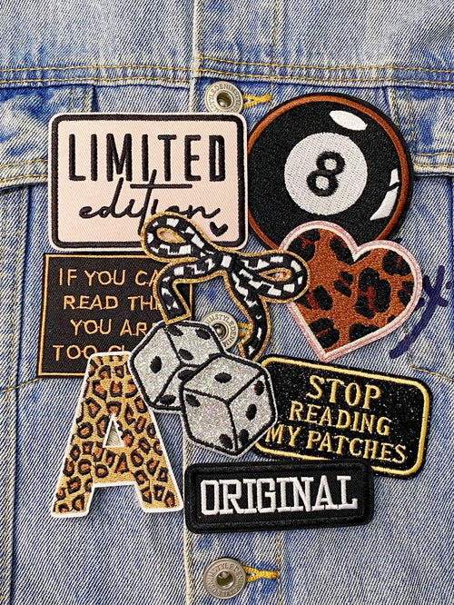 1 Set Of 3/9pcs Multicolored English Letter Embroidery Patch Cute Fashion Bow Billiards Dice Polyester Badge Applique DIY Clothing Iron On Patches Sew Accessory Cloth Stickers Suitable For Backpacks