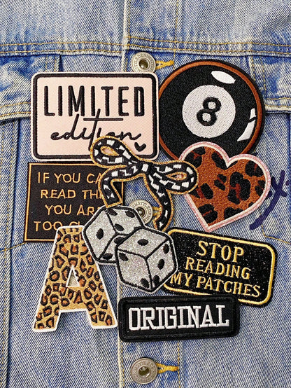 1 Set Of 3/9pcs Multicolored English Letter Embroidery Patch Cute Fashion Bow Billiards Dice Polyester Badge Applique DIY Clothing Iron On Patches Sew Accessory Cloth Stickers Suitable For Backpacks