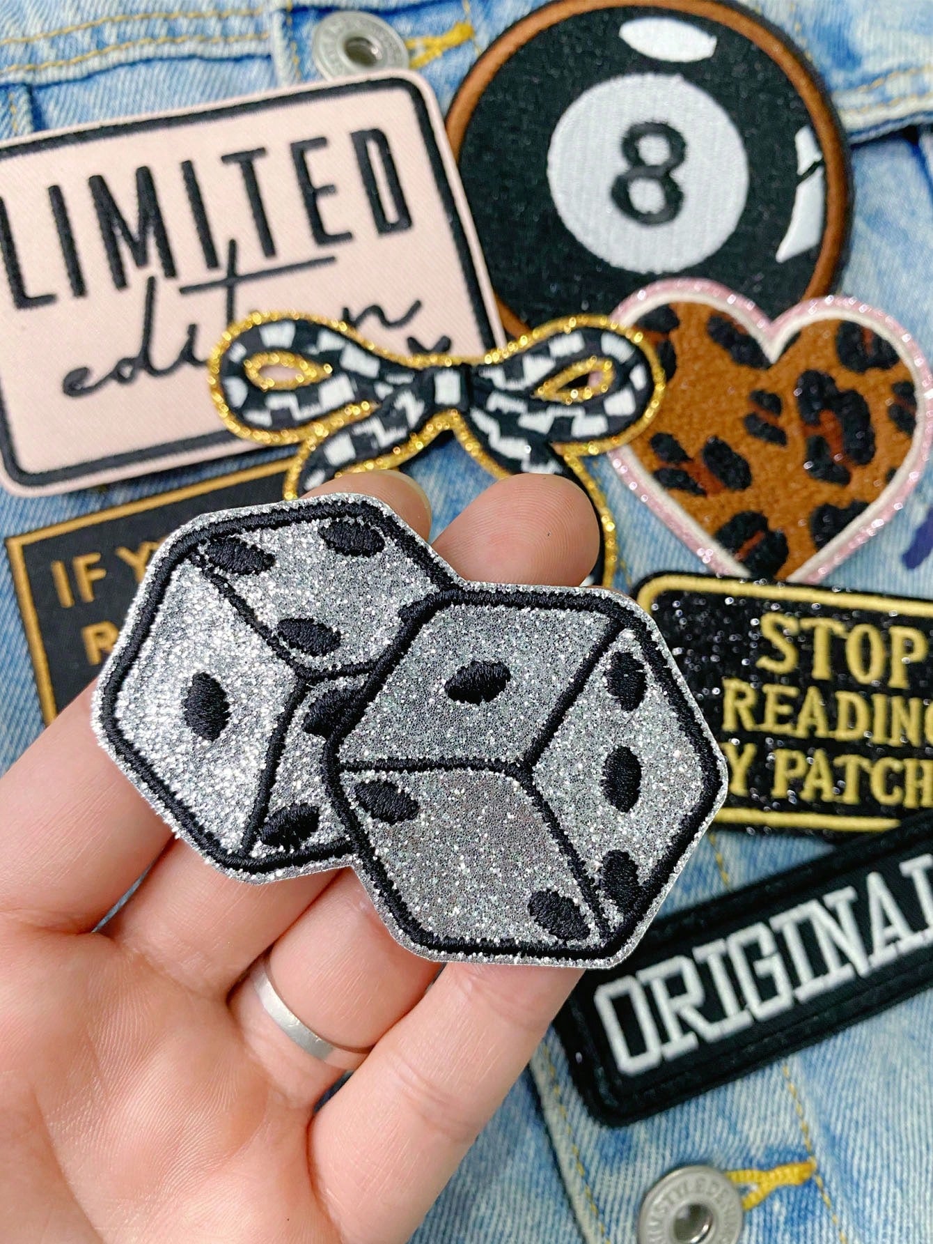 1 Set Of 3/9pcs Multicolored English Letter Embroidery Patch Cute Fashion Bow Billiards Dice Polyester Badge Applique DIY Clothing Iron On Patches Sew Accessory Cloth Stickers Suitable For Backpacks