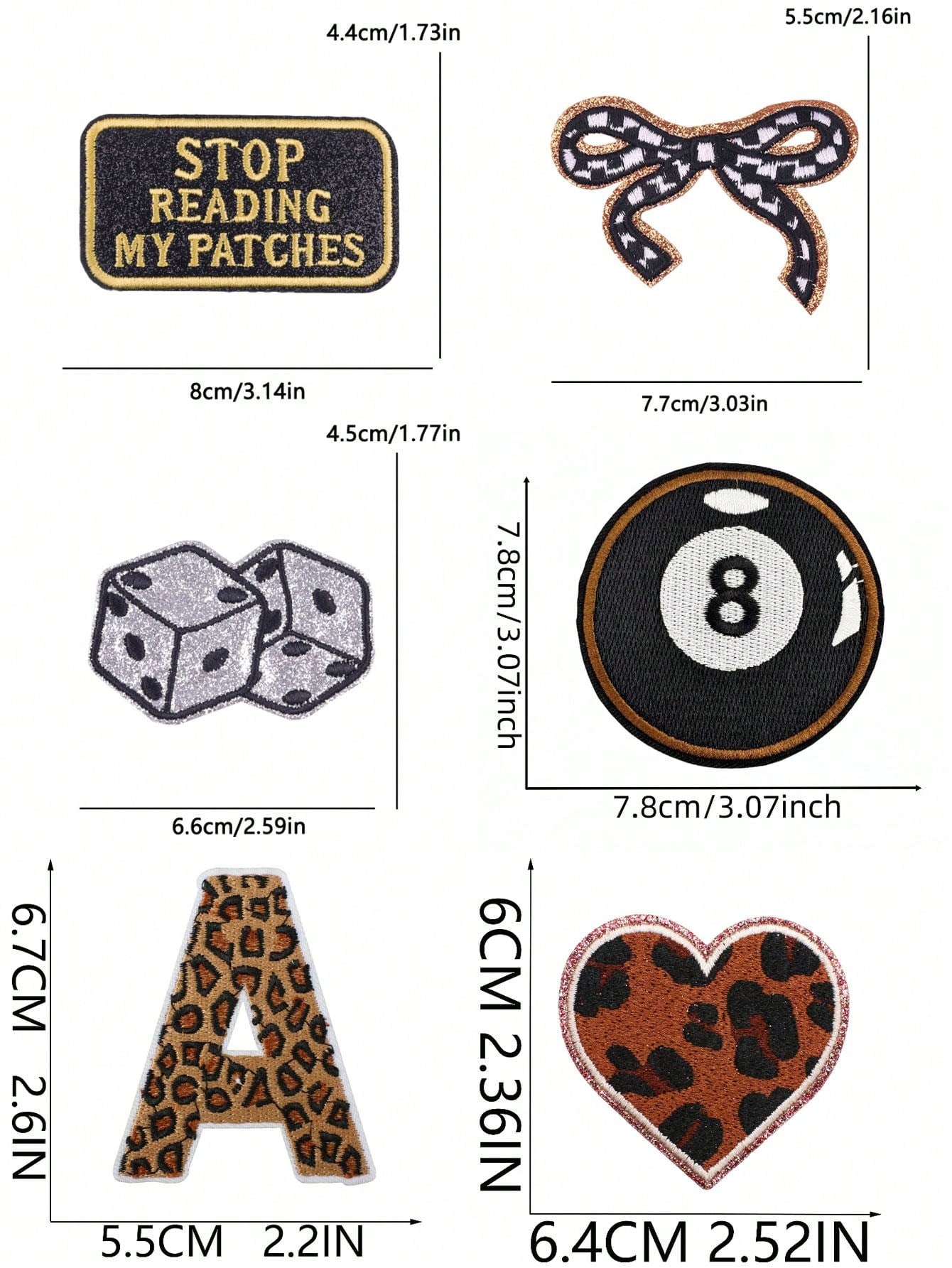 1 Set Of 3/9pcs Multicolored English Letter Embroidery Patch Cute Fashion Bow Billiards Dice Polyester Badge Applique DIY Clothing Iron On Patches Sew Accessory Cloth Stickers Suitable For Backpacks
