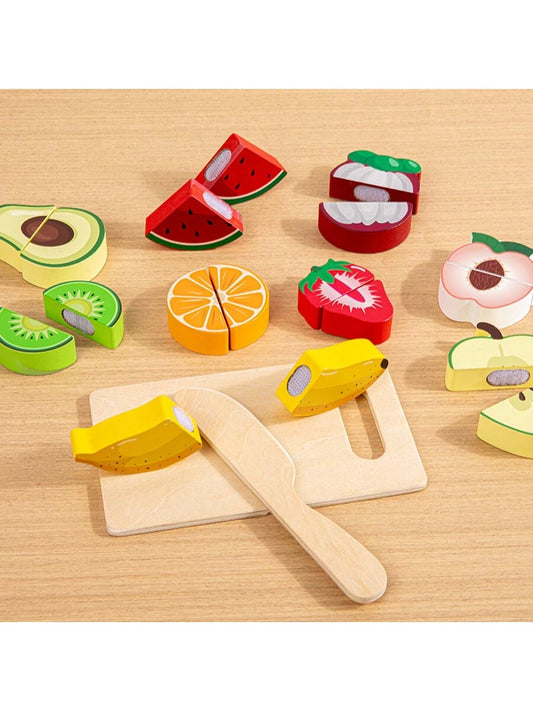 1 Set Of Pretend Simulation Fruit Kitchen Toys For Kids Cutting Game Children Early Educational Food Cognitive Role Play Wooden Toy