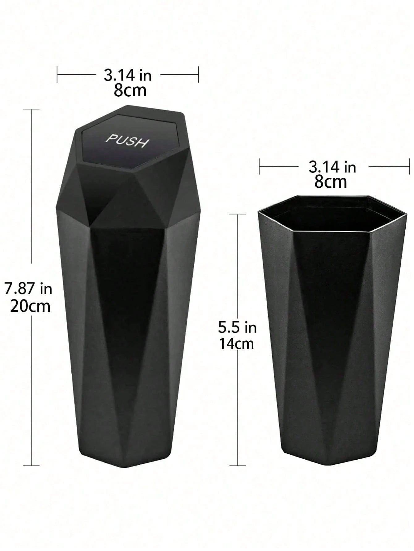 1 Set Polygonal Car Trash Can With Lid- Car Trash Can With 15 Trash Bags- Black Leak-Proof Mini Car Trash Can For Small Cars, SUVs, Trucks- Storage And Organization For Front And Rear Seats