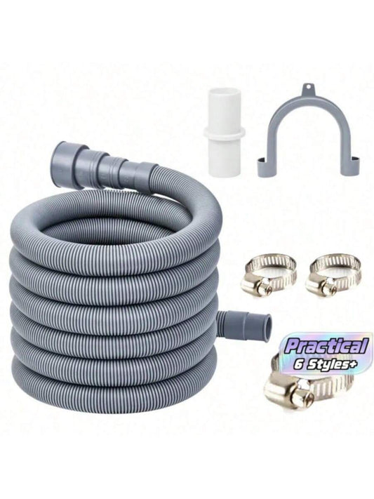 1 Set Washing Machine Drain Hose, Dishwasher Drain Hose, Outdoor Drainage Pipe, Bathroom Drain Pipe, Portable RV Camping Wastewater Pipe Kit With 3 Clamps And 1 Connector