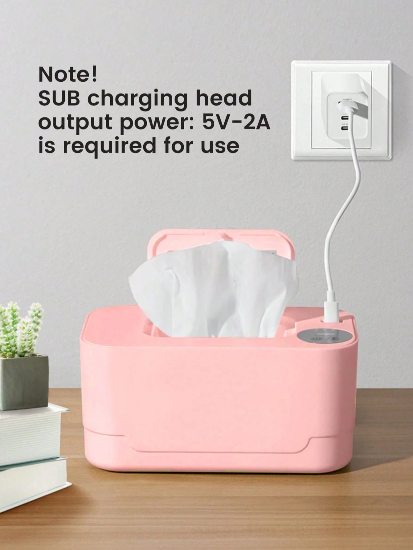 1. USB Output Power: 5V-2A, Only Suitable For 10W Wet Wipe Warmer, 55-65 Degree 3-Level Temperature Adjustment, Constant Temperature Insulated Wet Wipe Warmer And Dispenser, Portable Wet Wipe Warmer