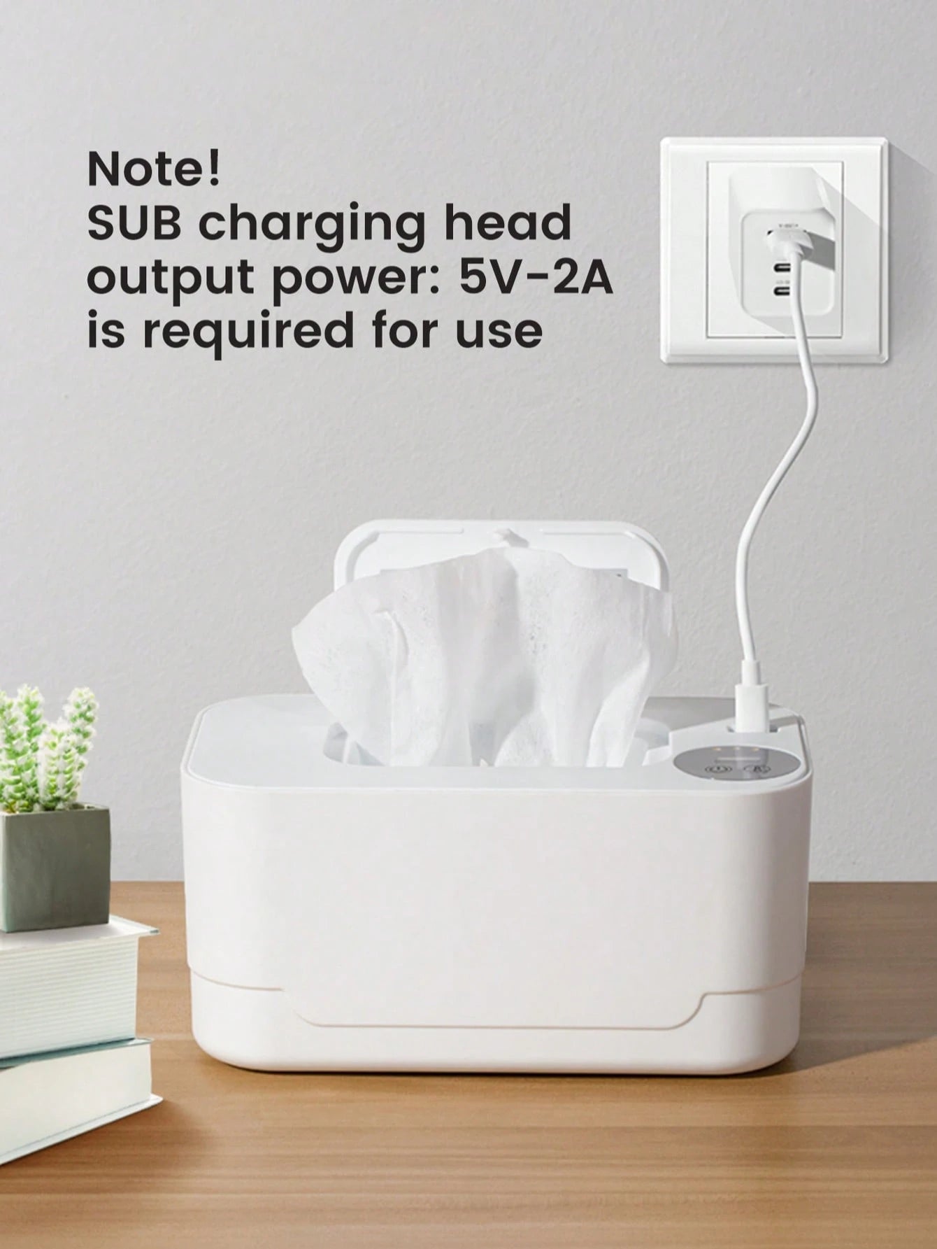 1. USB Output Power: 5V-2A, Only Suitable For 10W Wet Wipe Warmer, 55-65 Degree 3-Level Temperature Adjustment, Constant Temperature Insulated Wet Wipe Warmer And Dispenser, Portable Wet Wipe Warmer