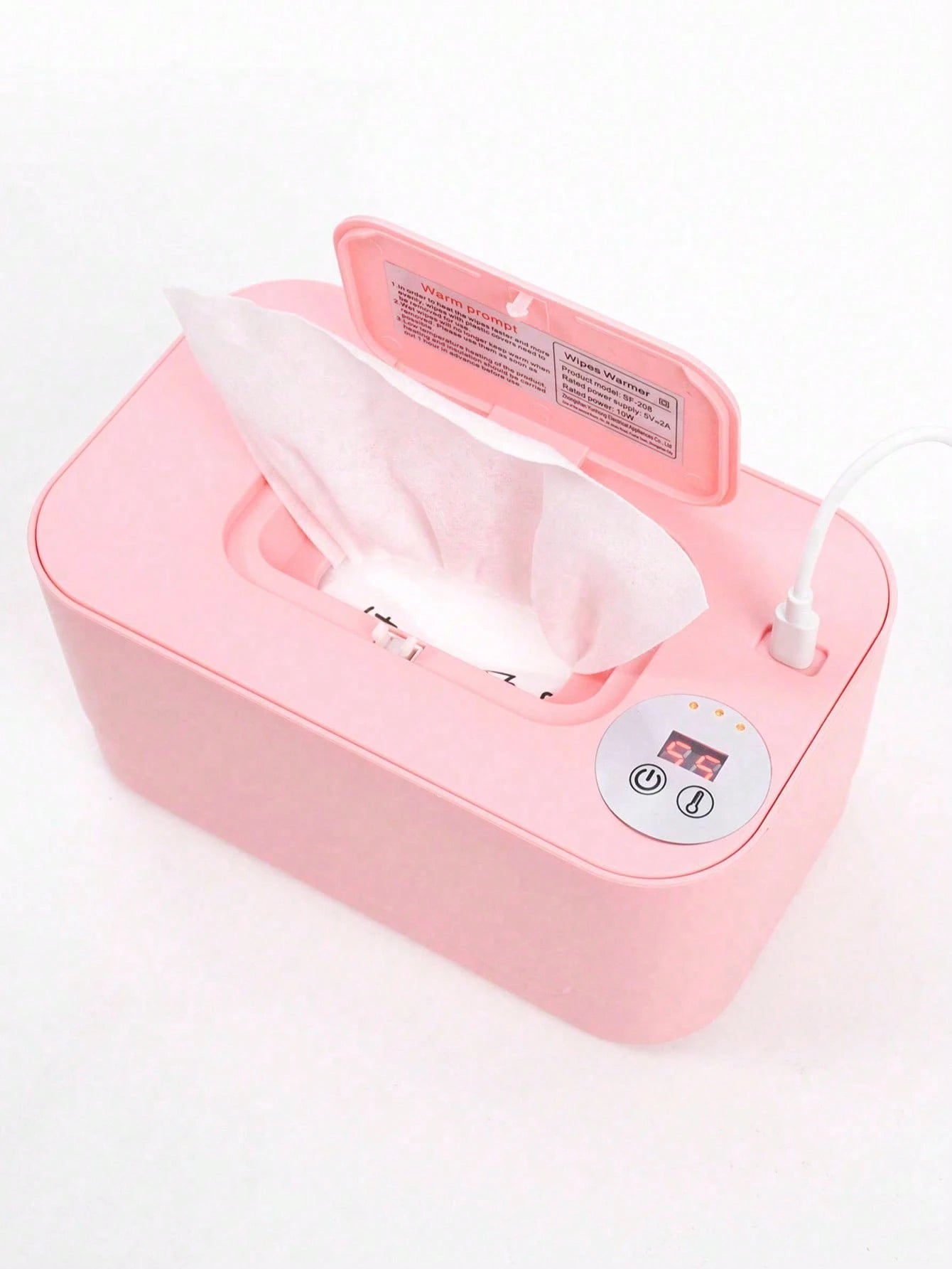 1. USB Output Power: 5V-2A, Only Suitable For 10W Wet Wipe Warmer, 55-65 Degree 3-Level Temperature Adjustment, Constant Temperature Insulated Wet Wipe Warmer And Dispenser, Portable Wet Wipe Warmer