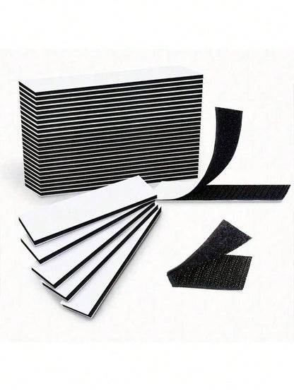 10/20/40/60pcs Self Adhesive Hook And Loop Strips, Sticky Back Tape Fastener, Heavy Duty Mounting Strips For Home Or Office Use- Instead Of Holes And Screws