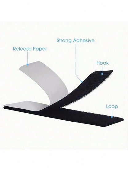 10/20/40/60pcs Self Adhesive Hook And Loop Strips, Sticky Back Tape Fastener, Heavy Duty Mounting Strips For Home Or Office Use- Instead Of Holes And Screws