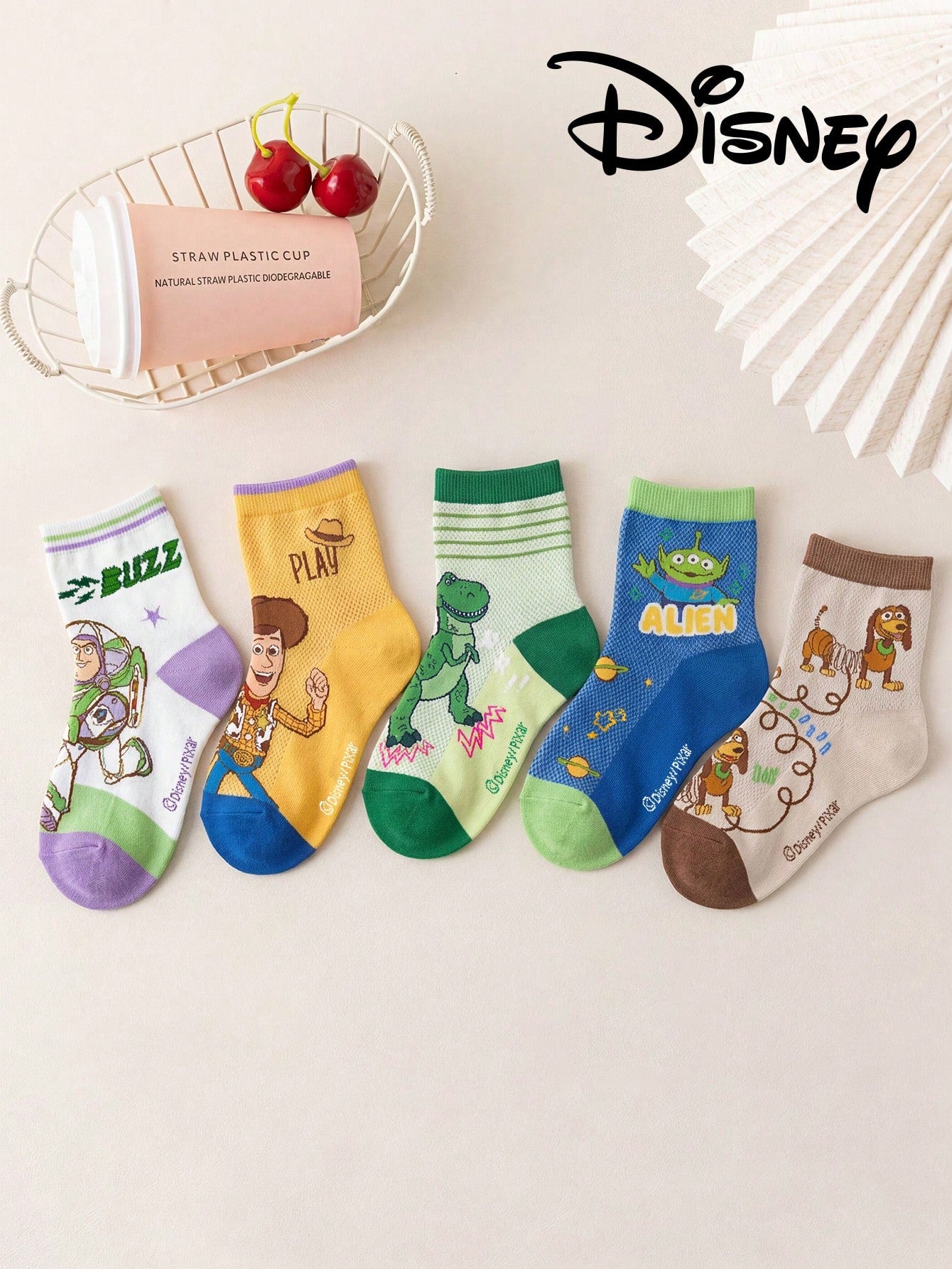 10/5/1 Pair Genuine Disney Mesh Hollow Mid-Calf Socks, Suitable For Summer Wear. Adorable Cartoon Design, Fashionable And Cute Disney Socks For Infants. Breathable, Sweat-Wicking, Casual, Multifunctio
