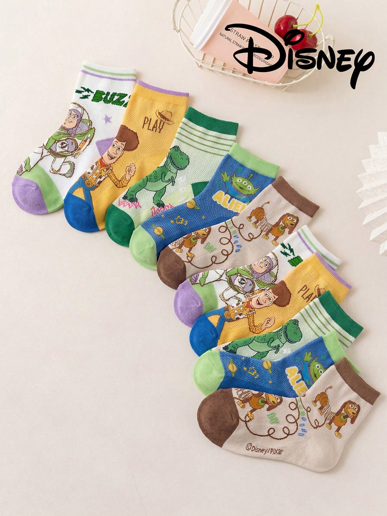 10/5/1 Pair Genuine Disney Mesh Hollow Mid-Calf Socks, Suitable For Summer Wear. Adorable Cartoon Design, Fashionable And Cute Disney Socks For Infants. Breathable, Sweat-Wicking, Casual, Multifunctio