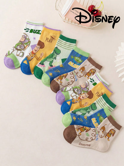 10/5/1 Pair Genuine Disney Mesh Hollow Mid-Calf Socks, Suitable For Summer Wear. Adorable Cartoon Design, Fashionable And Cute Disney Socks For Infants. Breathable, Sweat-Wicking, Casual, Multifunctio